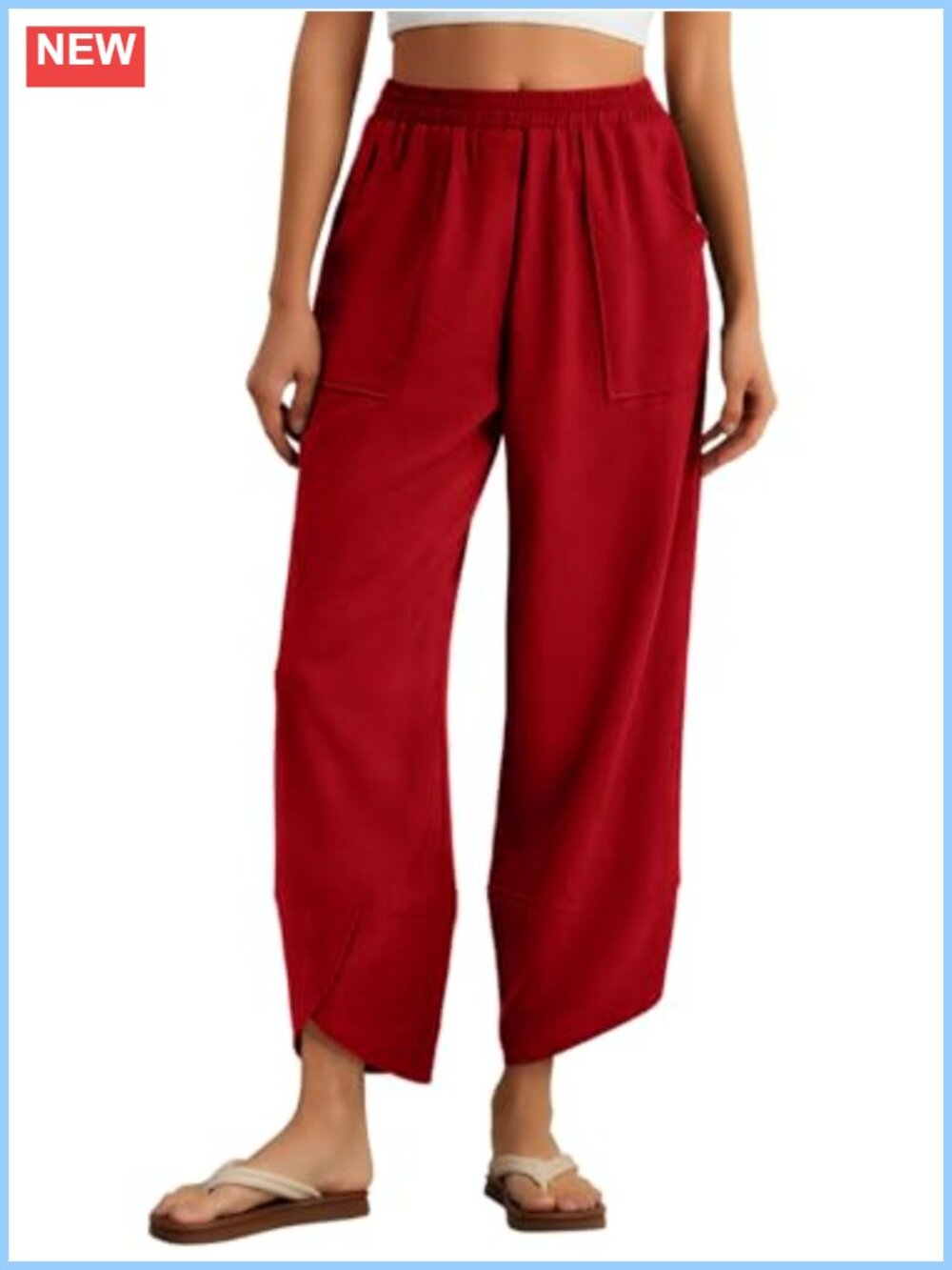 Wide Leg Elastic Waist Palazzo Pants with Pockets